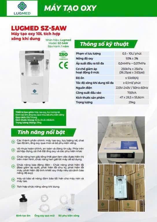 Máy Tạo Oxy Lugmed 10 Lít SZ-5AW - Bảo Hành 12 Tháng z7093856767989 34ae3b954f0836aa6ddcb7aee370b04e