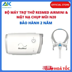 Bộ máy trợ thở ResMed Airmini kèm mặt nạ chụp mũi N20