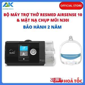 Bộ máy trợ thở ResMed Airsense 10 Autoset kèm mặt nạ chụp mũi N30i Bộ máy trợ thở ResMed Airsense 10 Autoset kèm mặt nạ chụp mũi N30i