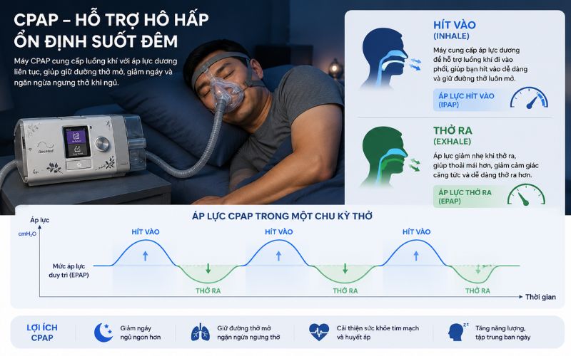 EPR trên máy ResMed là gì? Mức 1, 2, 3 khác nhau ra sao? cpap ho tro ho hap on dinh suot dem