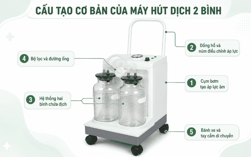 Cau tao co ban cua may hut dich 2 binh