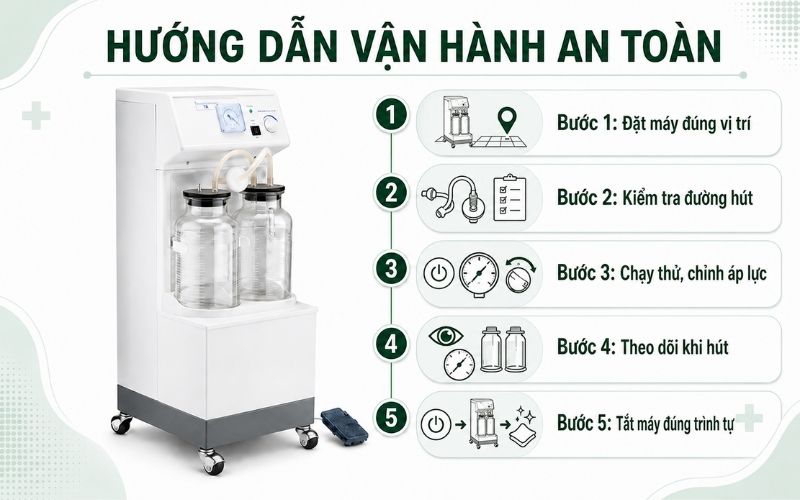 Máy Hút Dịch Yuwell 2 Bình 7A-23B (40L) - Bảo Hành 12 Tháng Huong dan van hanh an toan