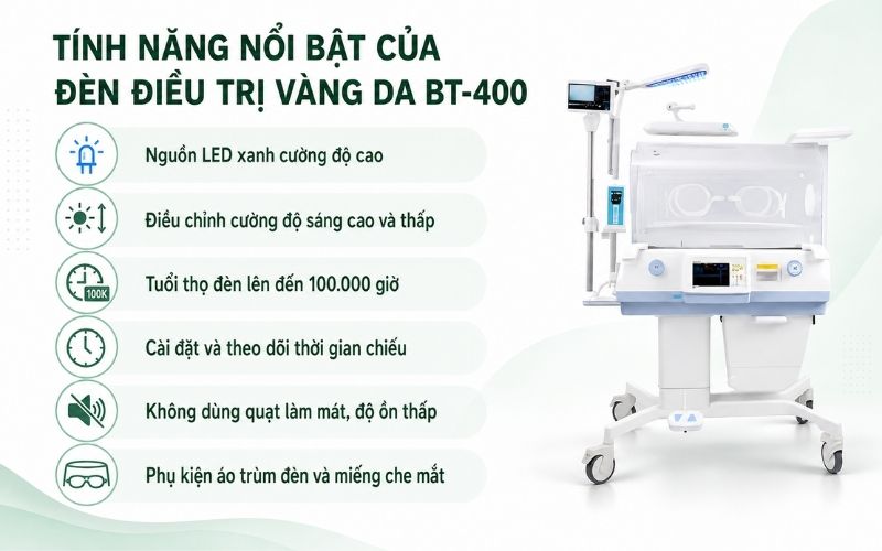 Tinh nang noi bat cua den dieu tri vang da BT 400
