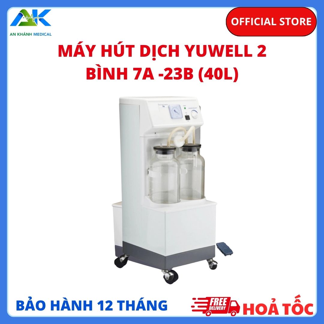 Máy Hút Dịch Yuwell 2 Bình 7A-23B (40L) – Bảo Hành 12 Tháng