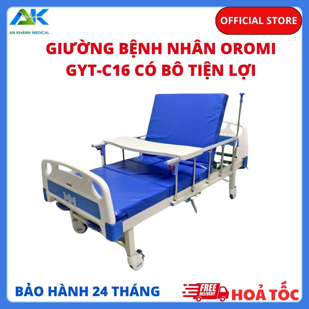 Giường Bệnh Nhân OROMI GYT-C16 Có Bô Tiện Lợi, BH 2 Năm