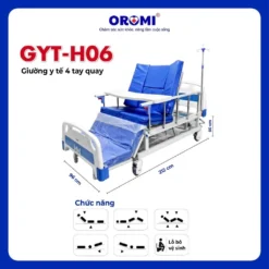Alternative view of Giường Bệnh Nhân OROMI GYT-H06 4 Tay Quay, BH 12 Tháng