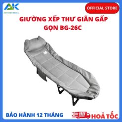 Giường Xếp Thư Giãn Gấp Gọn BG-26C – Đệm Dày, Tải 150kg, BH 1 Năm