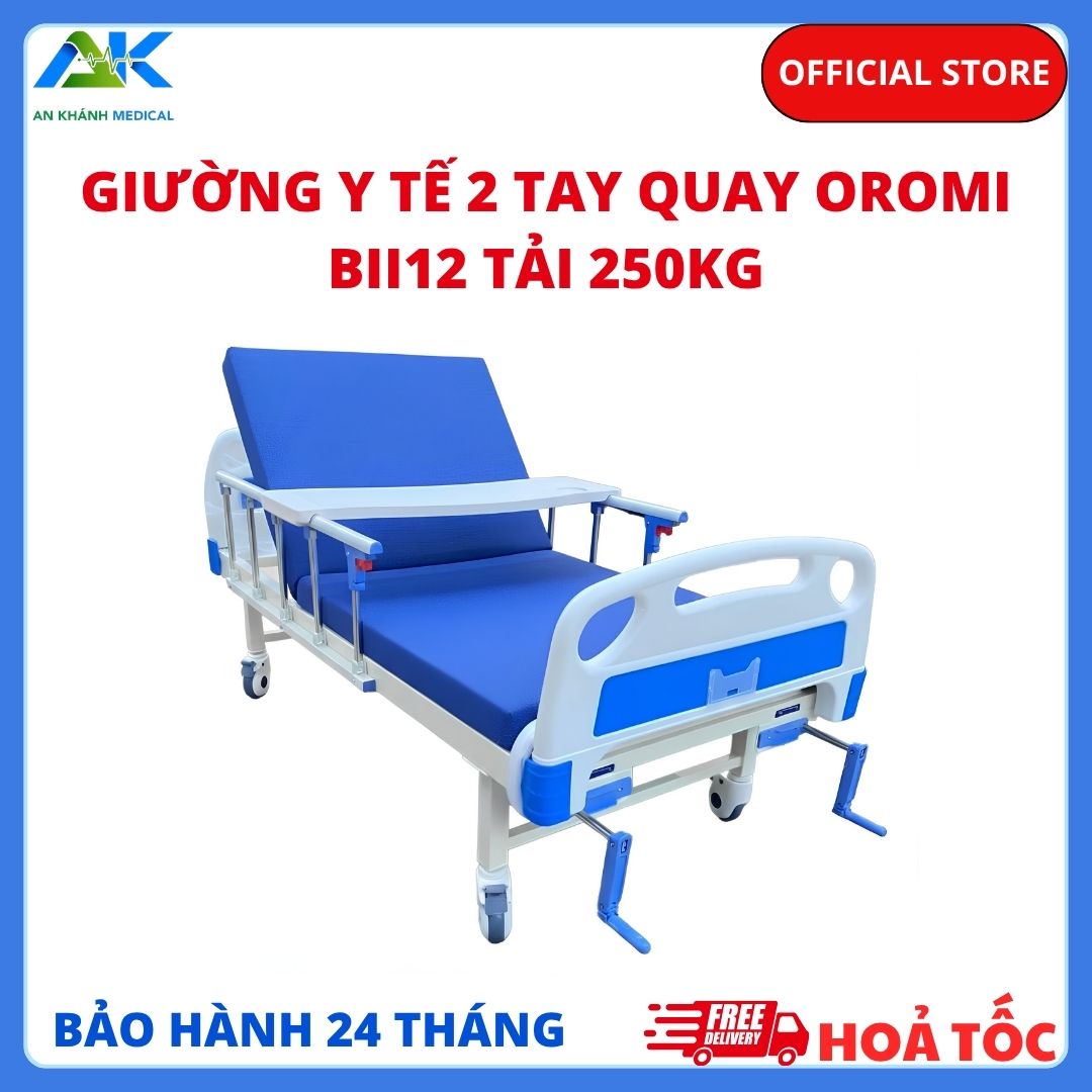 Giường Y Tế 2 Tay Quay OROMI BII12 Tải 250kg, BH 2 Năm Giường Y Tế 2 Tay Quay OROMI BII12 Tải 250kg, BH 2 Năm