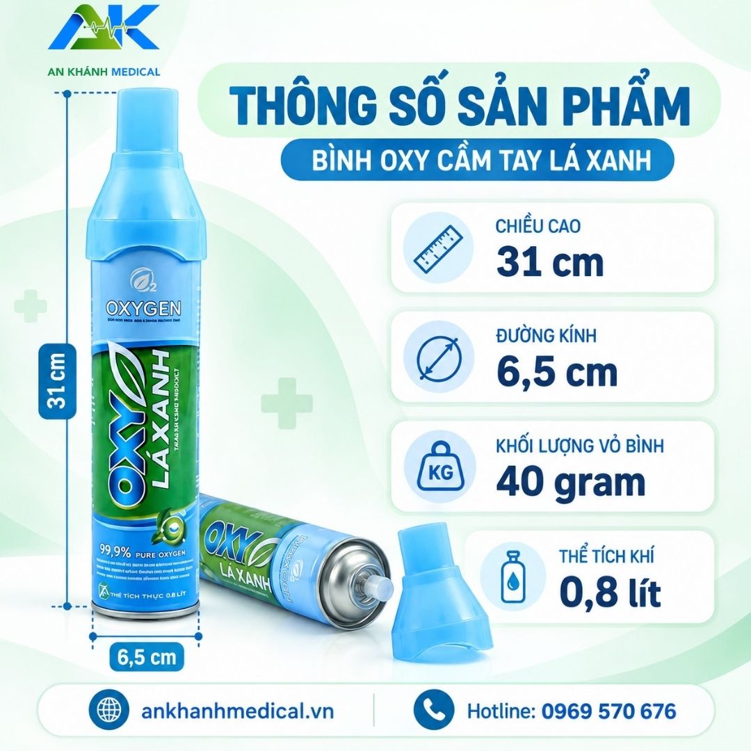 Bình Oxy Cầm Tay Lá Xanh Cung Cấp Oxy Tinh Khiết 99,9% Binh oxy cam Tay La Xanh cung cap oxy tinh khiet 4