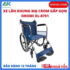 Xe Lăn Khung Mạ Crom Gấp Gọn Oromi XL-8751 – BH 1 Năm
