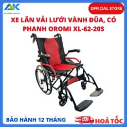 Xe Lăn Vải Lưới Vành Đũa, Có Phanh Oromi XL-62-20S – BH 1 Năm